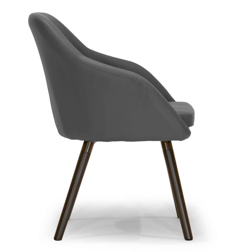 Gray Faux Leather High Back Accent Arm Chair