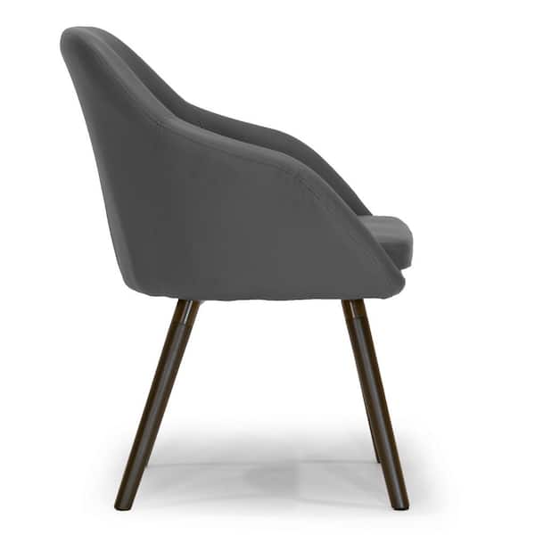 Adaya Grey Faux Leather Arm Chair with Beech Legs (Set of 2)