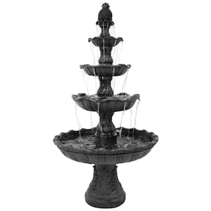 4-Tier Electric Powered Grand Courtyard Fountain in Black