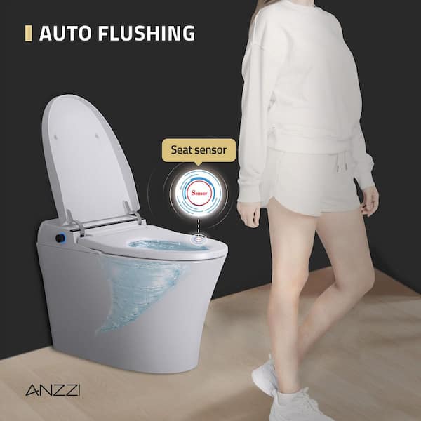 ANZZI ENVO Juno Elongated 1.28GPF Smart Bidet Toilet in White w