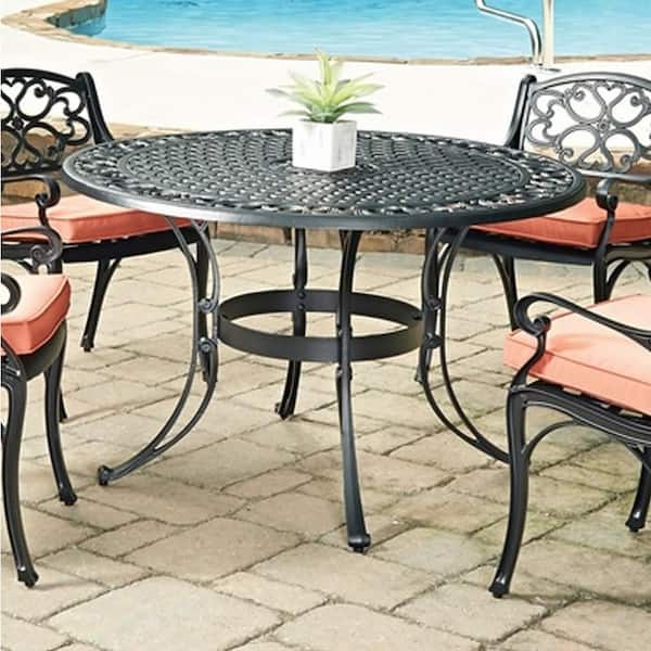 Homestyles Sanibel Black 48 In Round, 48 Inch Round Outdoor Dining Table And Chairs