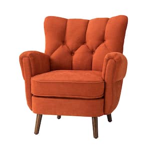 Emile Orange Armchair with Solid Wood Legs