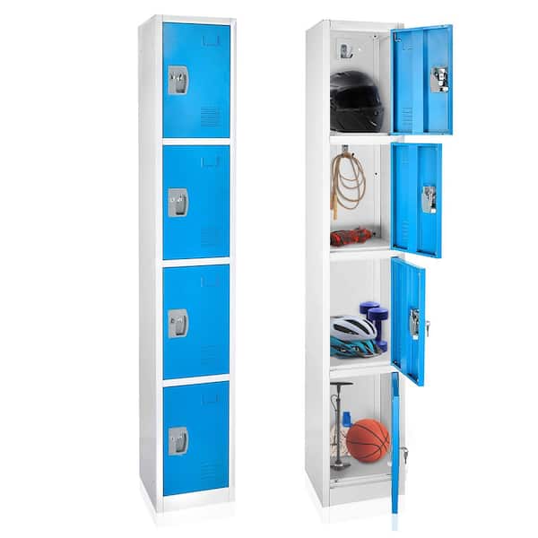 629-Series 72 in. H 4-Tier Steel Key Lock 4-Shelf Storage Locker Free Standing Cabinets in Blue (4-Pack)