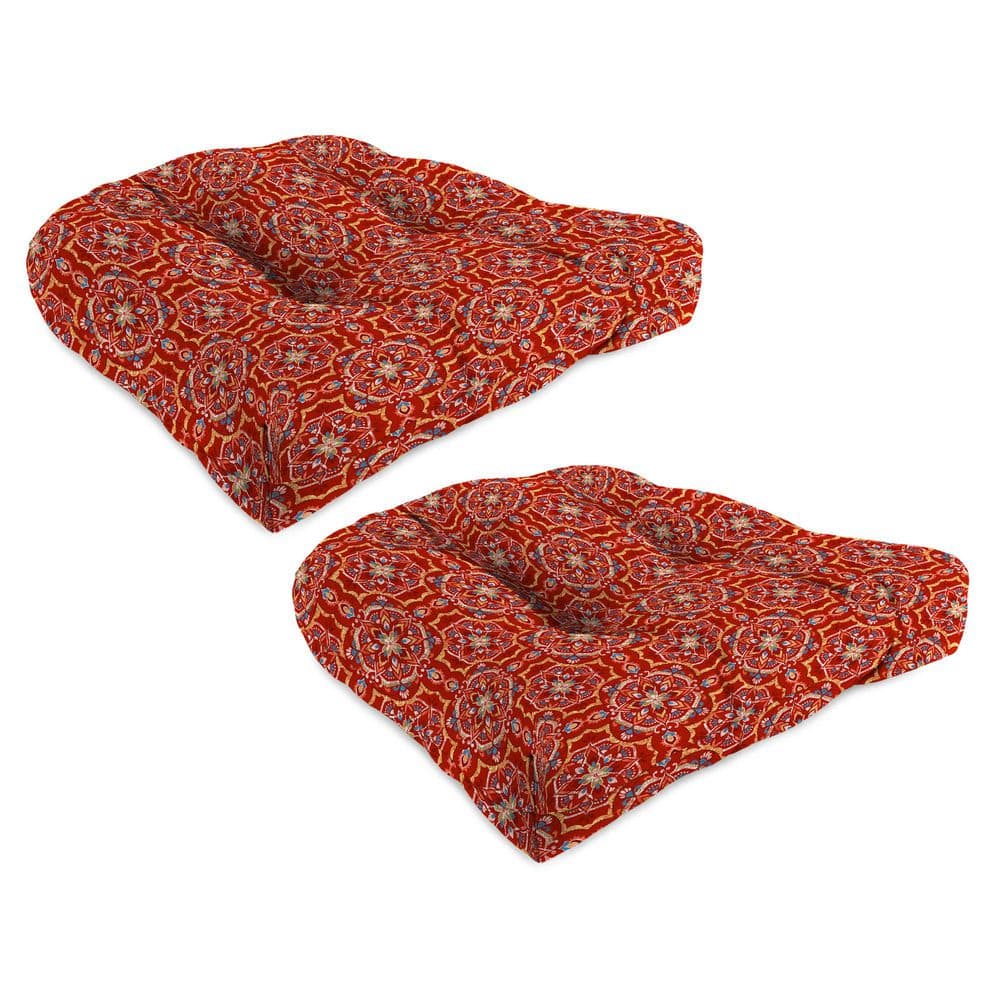 19 in. W x 19 in. D x 4 in. T Square Outdoor Wicker Seat Cushion in Broadway Ruby (2-Pack) price history on PriceWatchPro