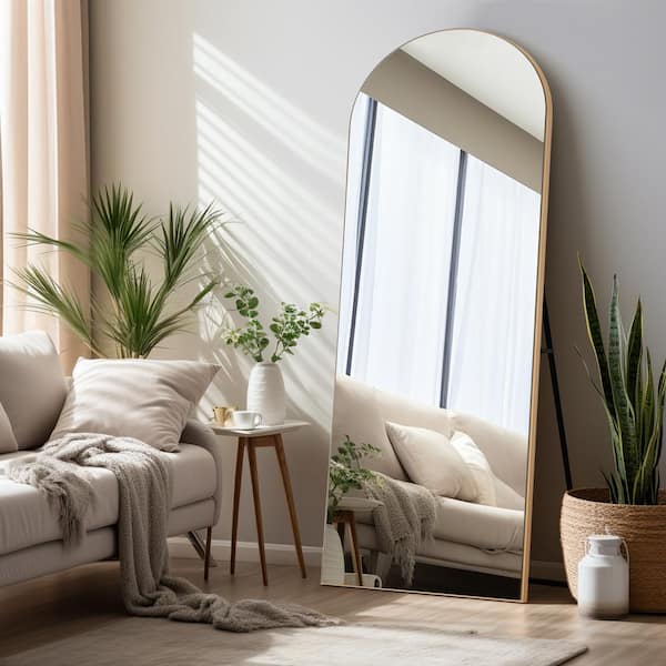 Dovelina 65 in. x 22 in. Modern Arched Shape Framed Full-Length Floor Standing Mirror