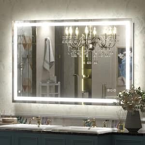 48 in. W x 28 in. H Rectangular Frameless Front and Back LED Lighted Anti-Fog Tempered Glass Wall Bathroom Vanity Mirror