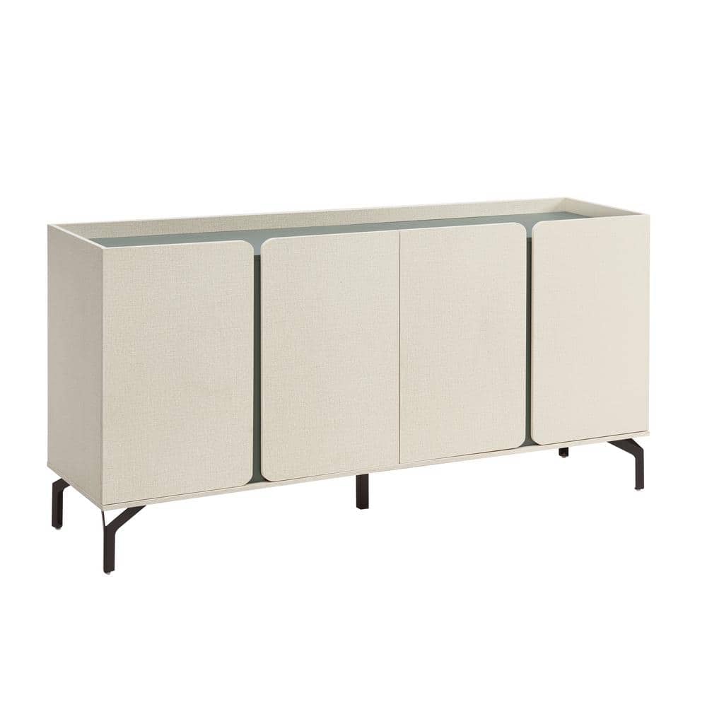 Chandra 60" Cream Weave Composite Buffet Sideboard with Adjustable Shelves