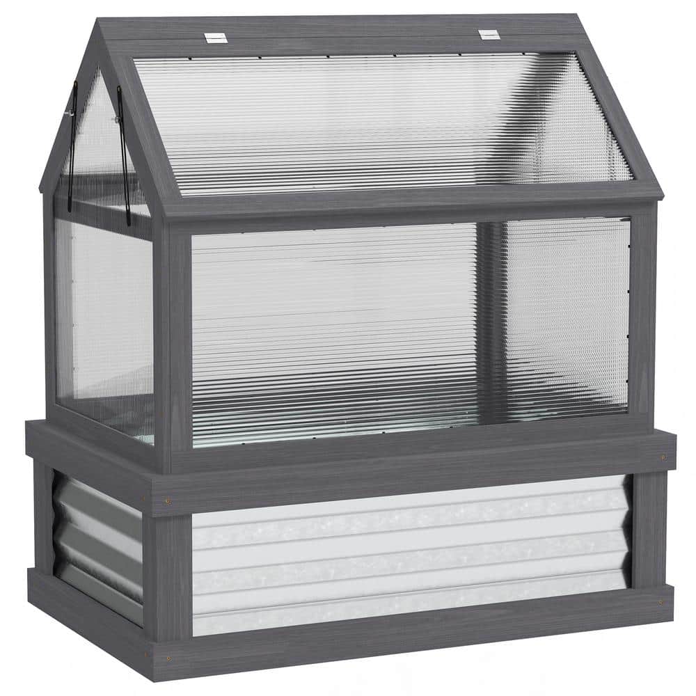 35.5 in. x 22.5 in. x 38.25 in. Fir Wood, Polycarbonate Wood Gray Cold Fram