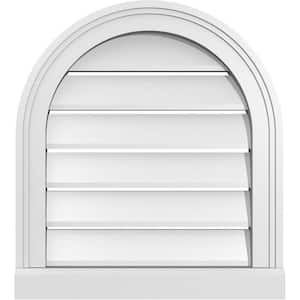 18 in. x 20 in. Round Top White PVC Paintable Gable Louver Vent Functional