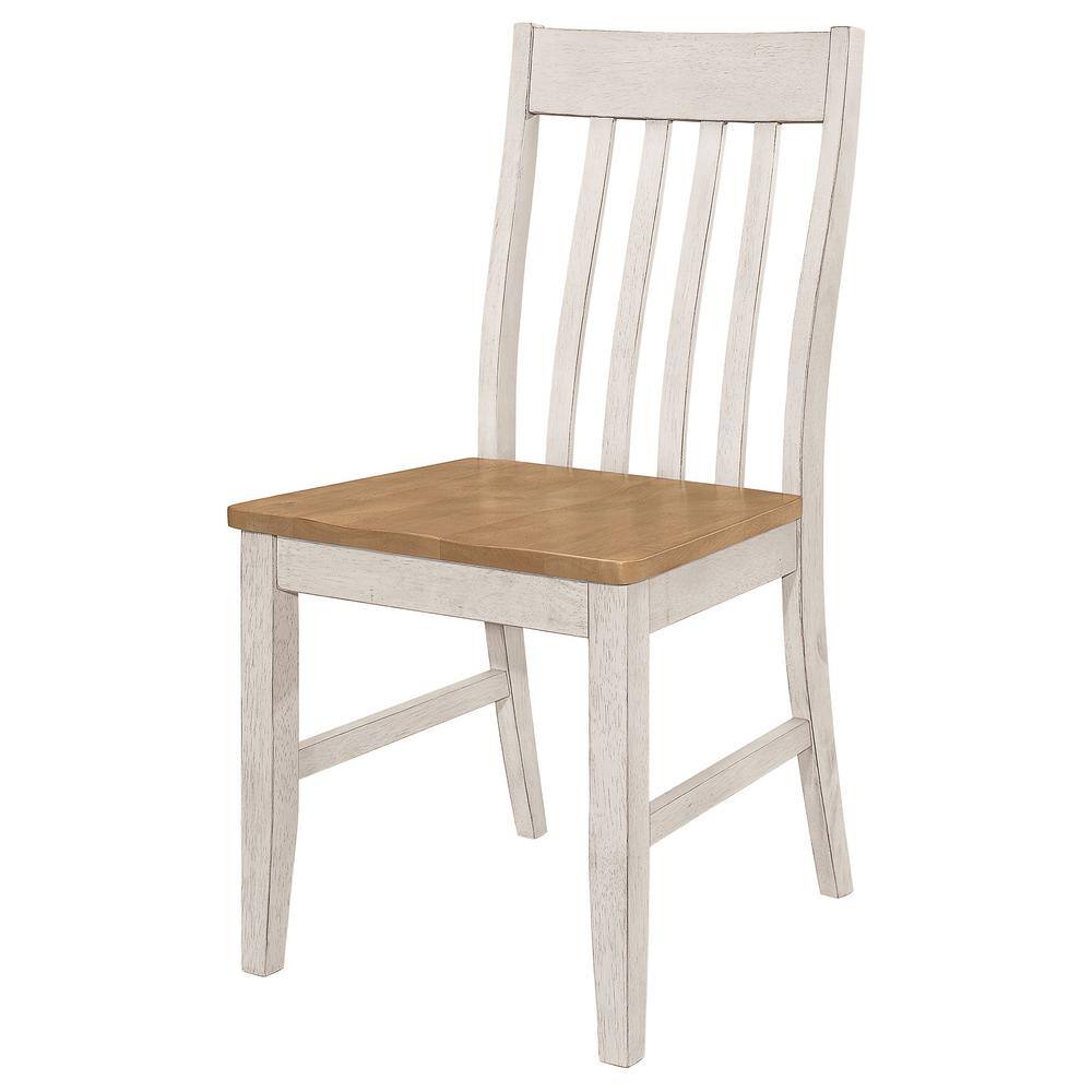 Rustic White Wood Slat Back Side Chair Set