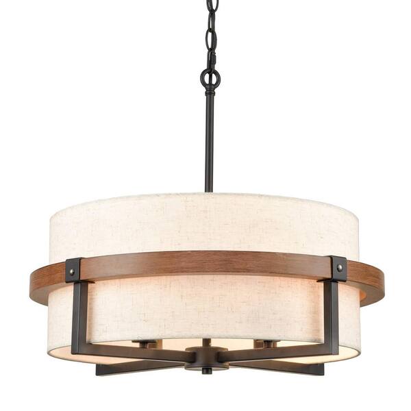 CLAXY 4-Light Black No Decorative Accents Shaded Circle Chandelier for Dining Room, Foyer with No Bulbs Included