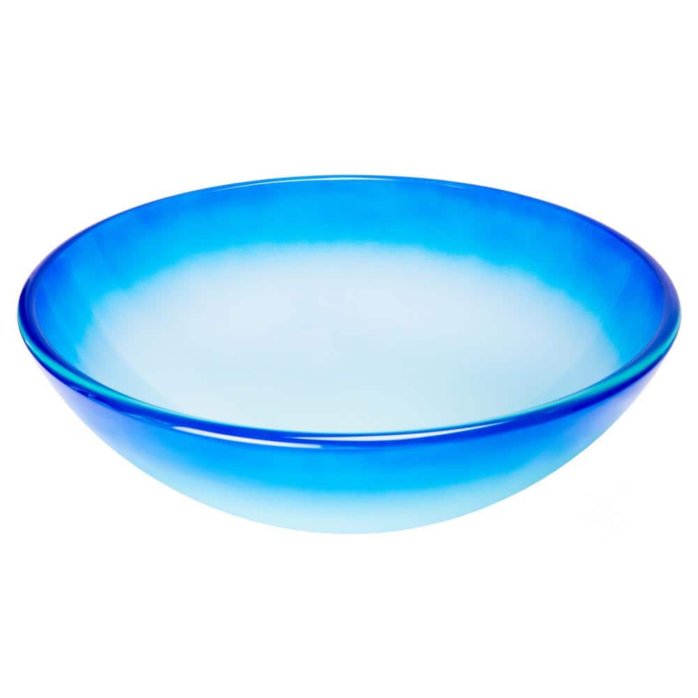 Cloud Frosted Blue Glass Round Vessel Sink price history on PriceWatchPro