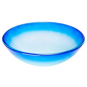 Cloud Frosted Blue Glass Round Vessel Sink
