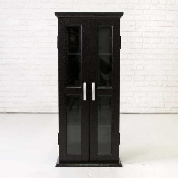Walker Edison Furniture Company 41, Modern Black Bookcase With Glass Doors