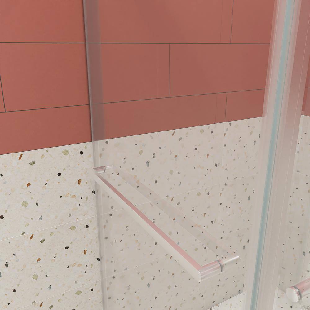 60" Chrome Frameless Double Sliding Shower Door with Clear Glass