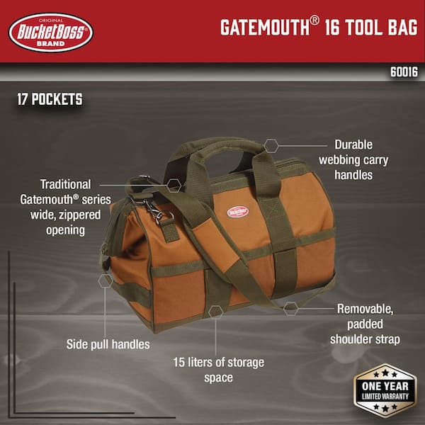 Bucket Boss Heavy-Duty Gatemouth Tool Bag , 14-In.