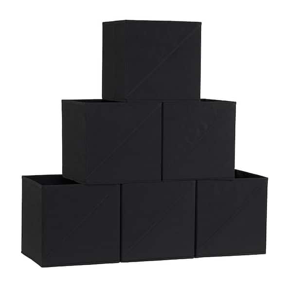HOUSEHOLD ESSENTIALS 11 in. H x 11 in. W x 11 in. D Black Fabric Cube Storage Bin 6-Pack