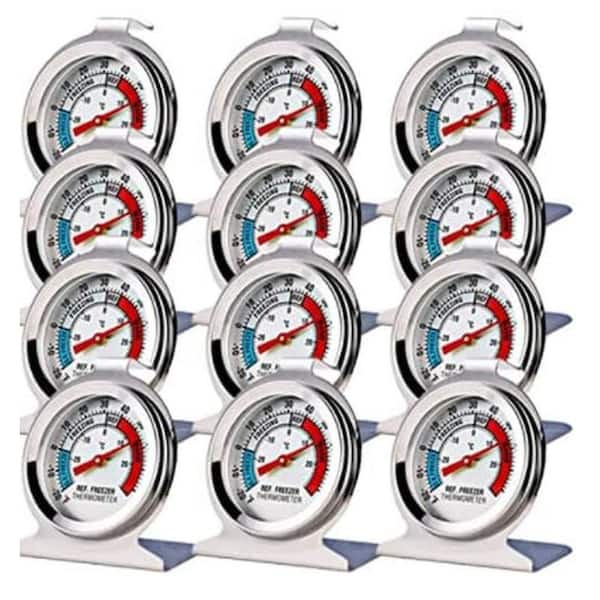 Plastic Residential Silver Stainless Steel Refrigerator Freezer Thermometer Analog Kitchen Thermometer Large Dial 12
