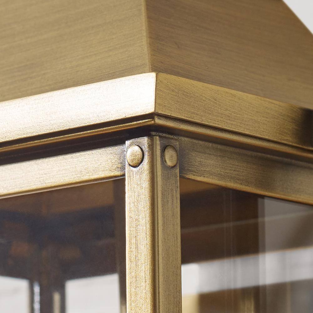 Wellsworth Painted Distressed Brass 3-Light Rectangular Lantern Sconce
