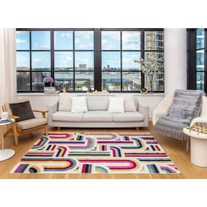 Sweet Spot White 8 ft. x 10 ft. Geometric Modern Area Rug