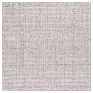 Abstract Light Brown/Gray 6 ft. x 6 ft. Plaid Marle Square Area Rug