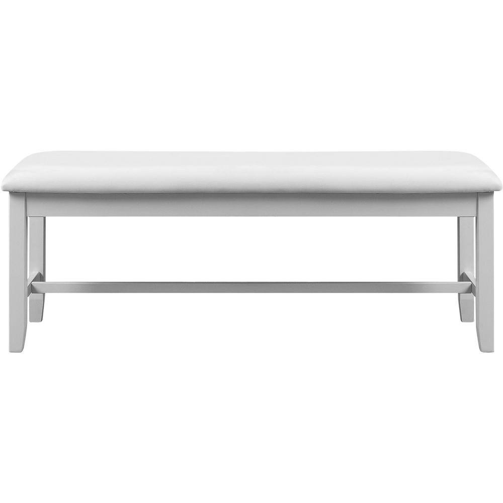 Camden Isle Kendal White Faux Leather Dining Bench 163443 The Home Depot