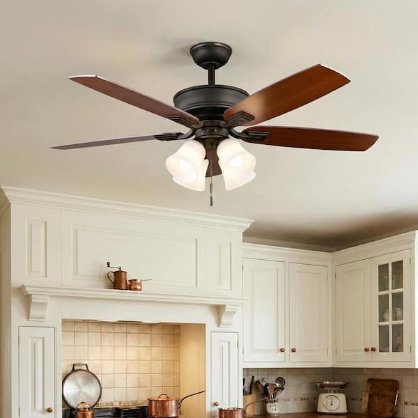 Devron 52 in. LED Indoor Oil-Rubbed Bronze Ceiling Fan with Light Kit