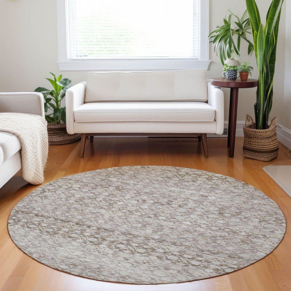 Chantille Machine Washable Indoor/Outdoor Abstract ACN1747 Taupe 8 ft. x 8 ft. Round Rug price history on PriceWatchPro