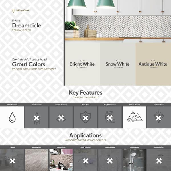 Jeffrey Court Dreamcicle White 11.875 in. x 11.875 in. Chevron