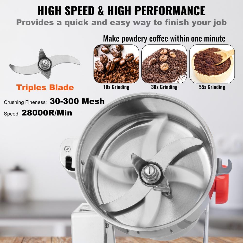 VEVOR High-Speed Stainless Steel Electric Grain Mill Grinder