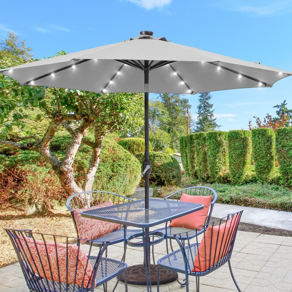 JOYESERY 9 ft. Solar LED Market Patio Umbrellas with Solar Lights and ...