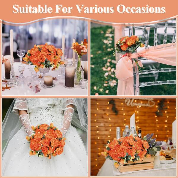 Orange 11.8 in. Height Artificial Peonies Flowering Plants Decor