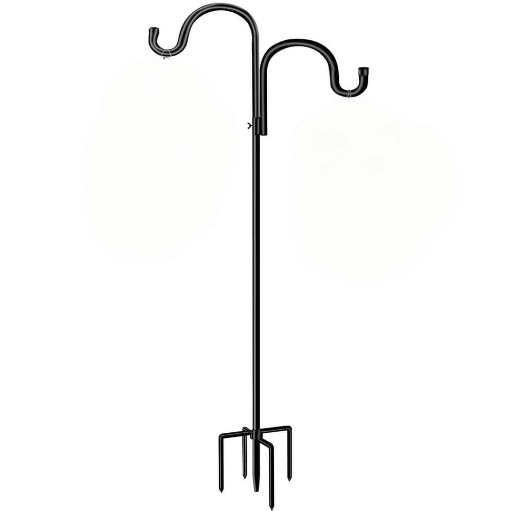 78 in. Metal Double Shepherds Hook for Patio, Bird Feeder Pole with 5 Prongs Base for Hanging Plant, Solar Light, Black price history on PriceWatchPro