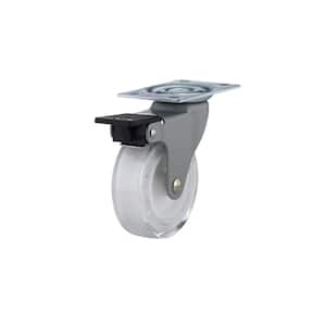 2-15/16 in. (75 mm) Clear White Braking Swivel Plate Caster with 110 lb. Load Rating