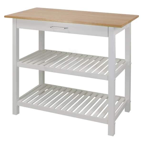 Raised kitchen island table COUNTRY style console in white SHABBY solid  wood drawers and open shelf 200x80xh96 cm