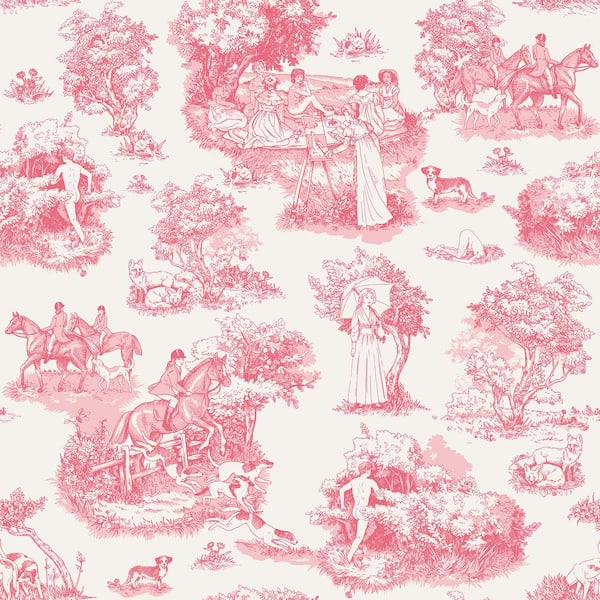 Rachel Antonoff Pink The Chase Matte Vinyl Peel and Stick Wallpaper