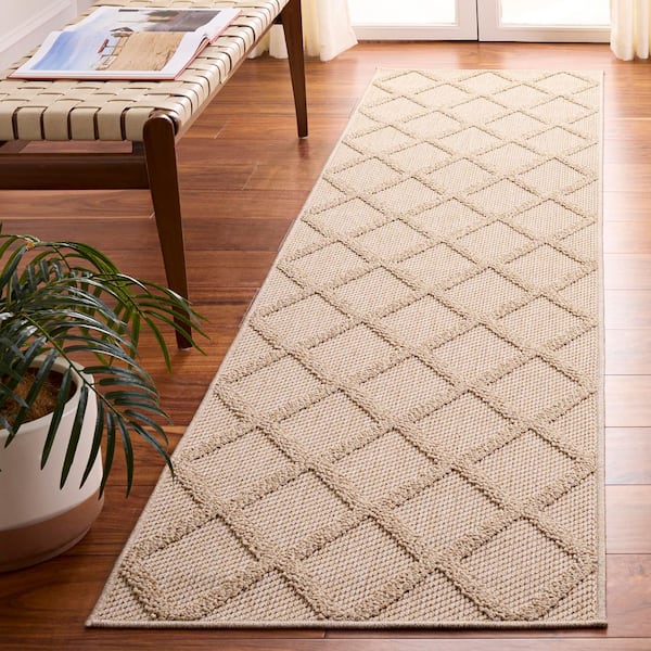 Highland 2 ft. x 9 ft. Gold/Ivory Diamond Runner Rug