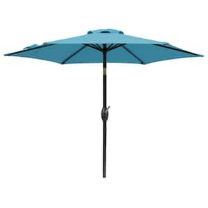 7.5 ft. Aluminum Pole Market Patio Umbrella with Crank And Push Button Til in Lake Blue