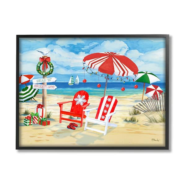Stupell Industries Seas 'N' Greetings Scene by Paul Brent 1-Piece Framed Graphic Print Nature Poster Art Print 20 in. x 16 in.