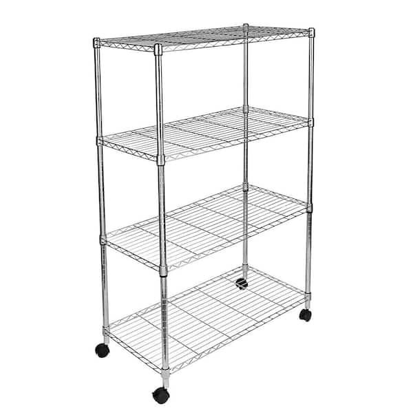 FUNKOL 35.42in*17.7in*62.5in 4-Tier Silver Heavy Duty Shelf with 4 ...