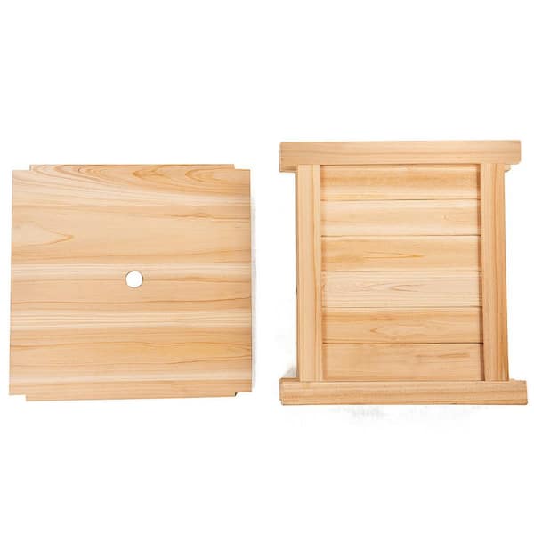 Costway 15 in. L x 15 in. W x 14 in. H Beige Wood Square