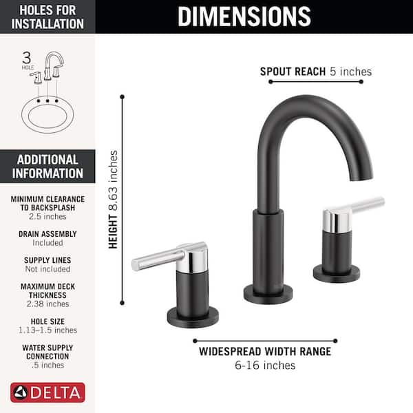 Delta Nicoli J-Spout 8 in. Widespread Double-Handle Bathroom