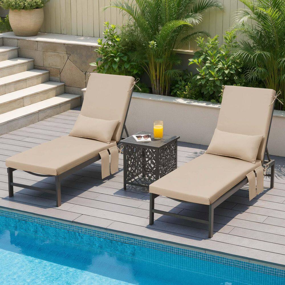 2-Piece Outdoor Chaise Lounge Cushions in Beige 72 in. x 21 in. x 2.8 in. Patio Lounge Chair Cushions with Pillow & Ties price history on PriceWatchPro