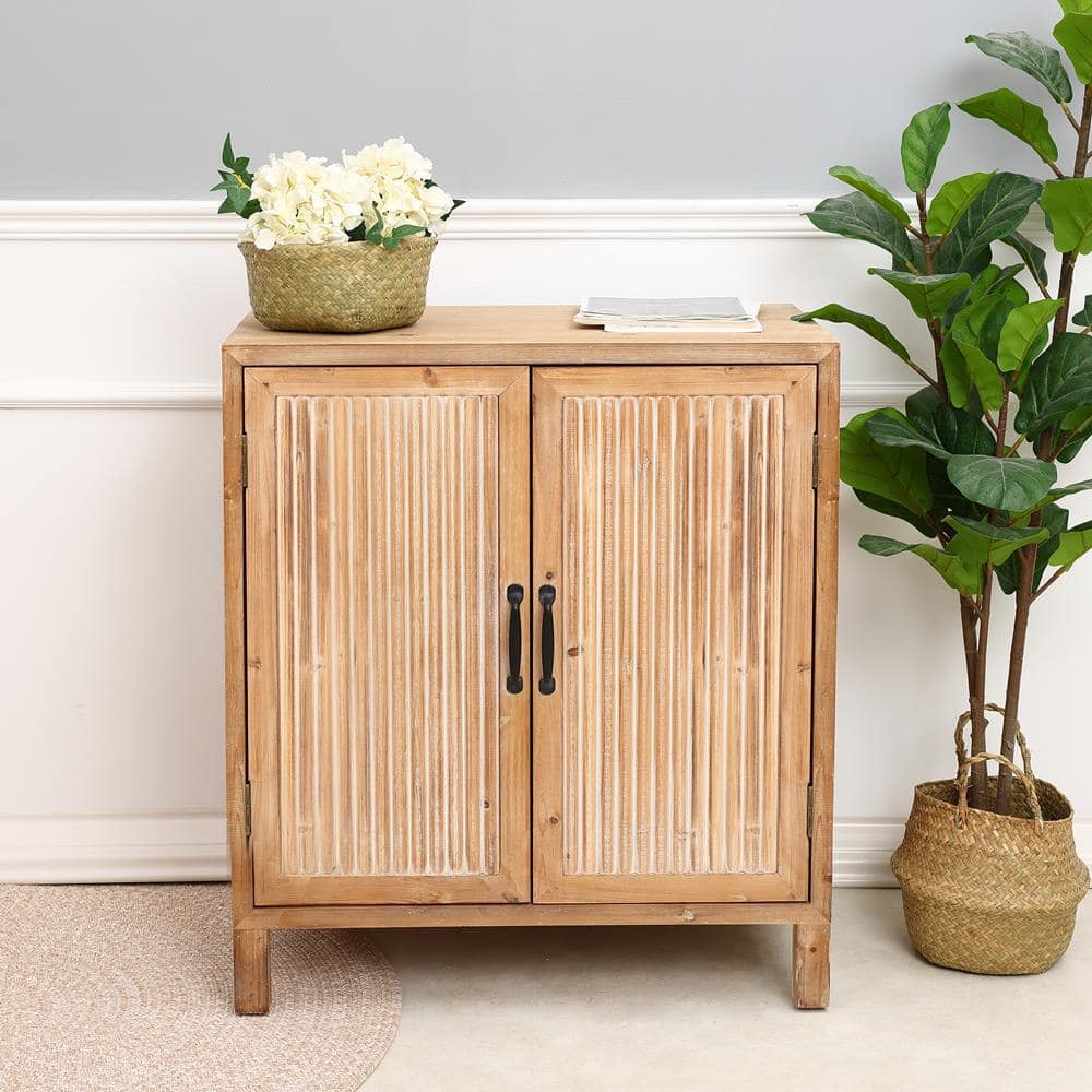 Rustic Fir and Manufactured Wood 2-Door Storage Cabinet