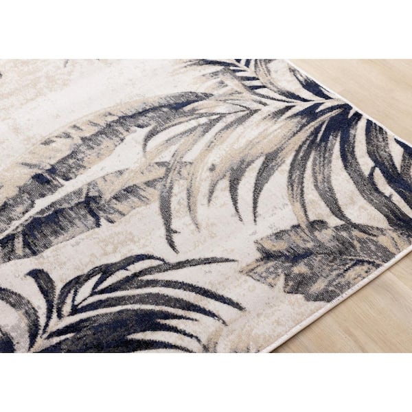 Callaya Collections 8 ft. x 11 ft. Beige Botanical Indoor Area Rug