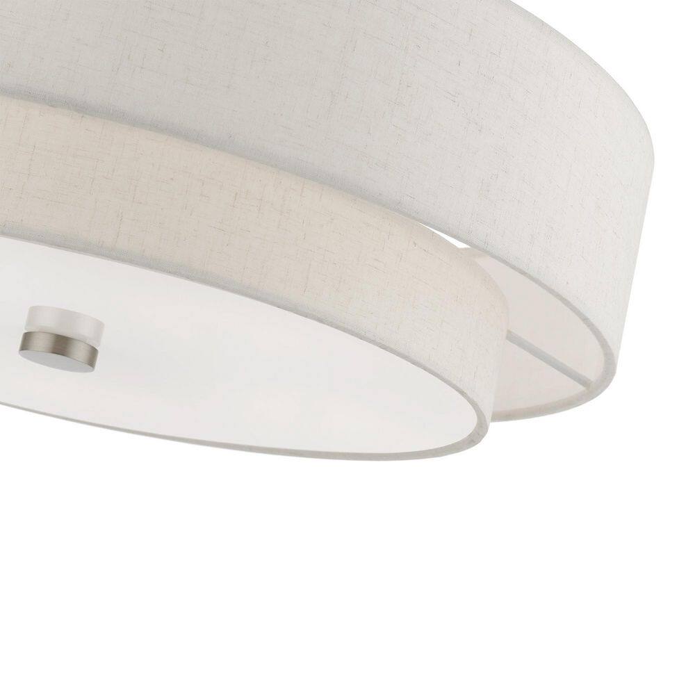 Brushed Nickel 5-Light Semi-Flush Mount with Oatmeal Shade