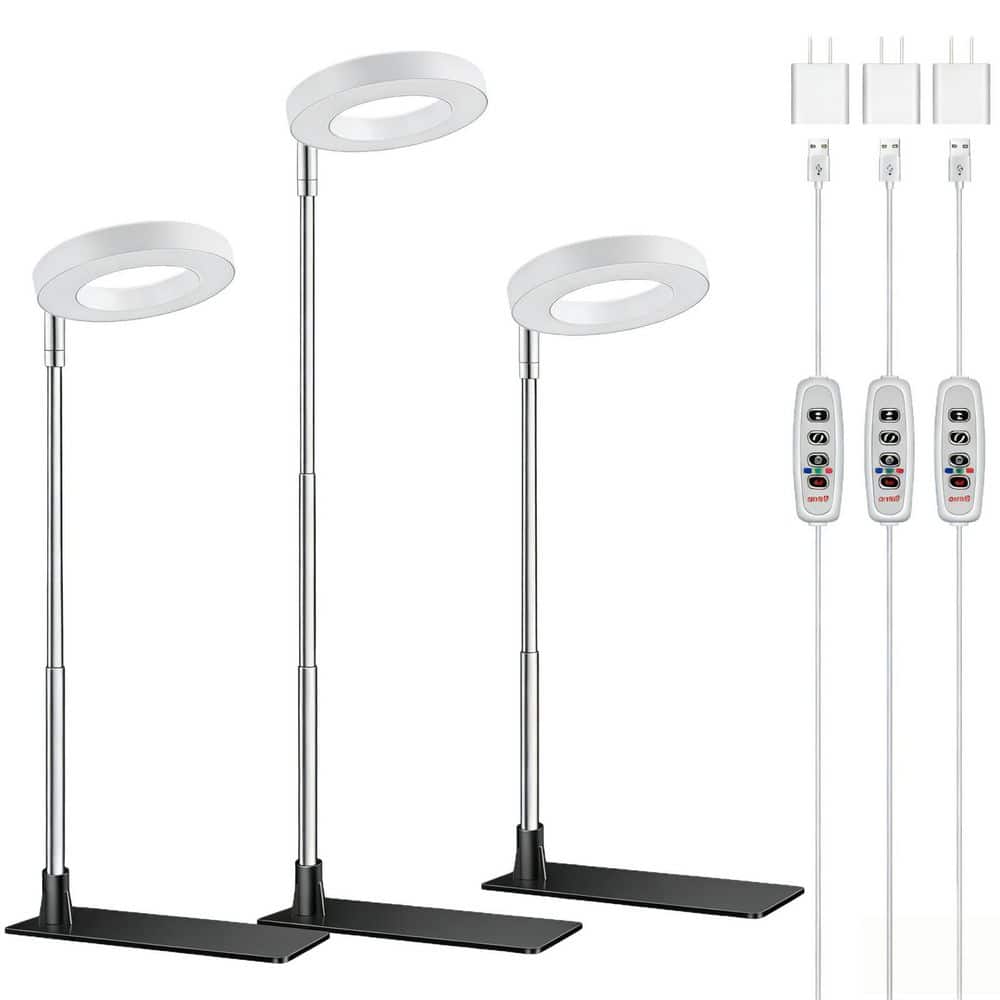 3.4 in. Adjustable Grow Light with Full Spectrum, Timer and 3 Color Modes for Indoor Plant Growing, White (3-Pack)