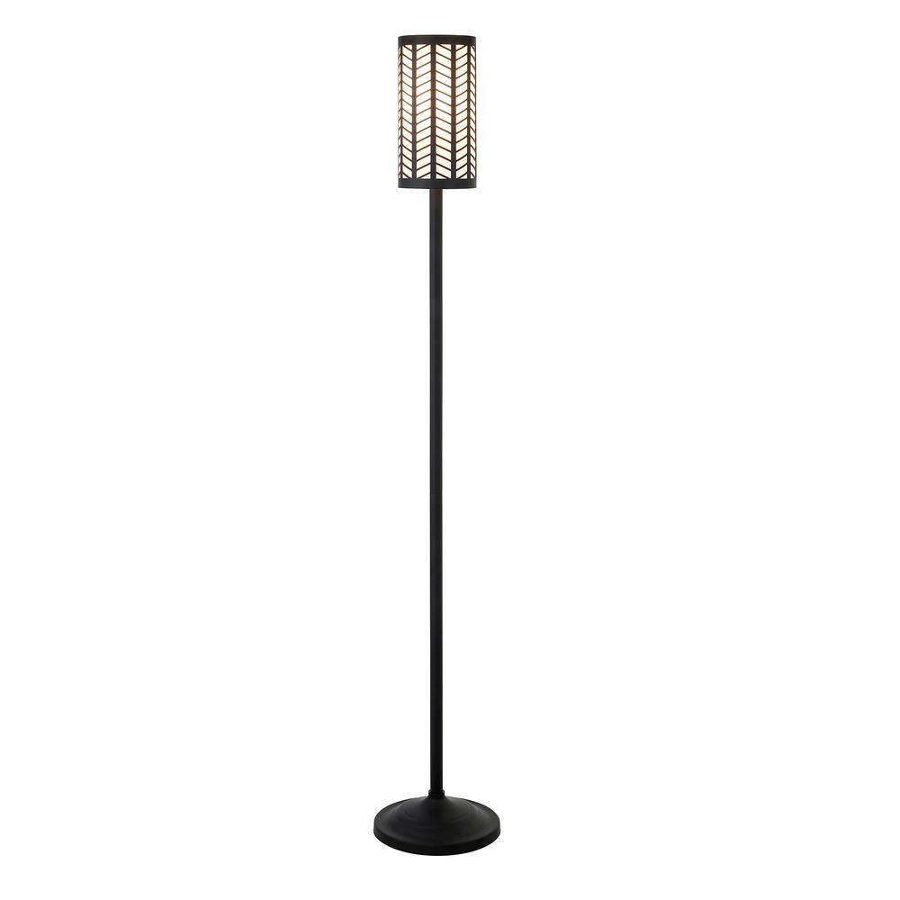 Delia Modern 63.5" Blackened Bronze Floor Lamp with Chevron Shade