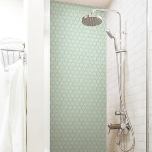 Hudson Due 2" Hex Light Green 10-7/8 in. x 12-5/8 in. Porcelain Mosaic Tile (9.7 sq. ft./Case)