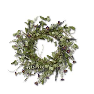 24 in. Artificial W Lavender Herb Wreath